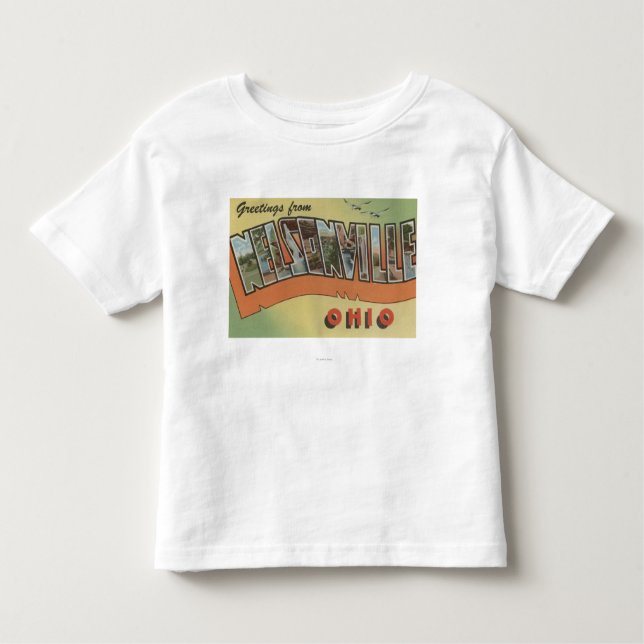 Camiseta Infantil Nelsonville, Ohio - grandes cenas da letra (Frente)