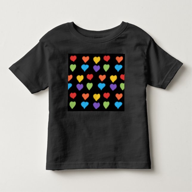 Camiseta Infantil Neon Hearts Toddler's T-Shirt (Black Multi) (Frente)