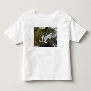 Camiseta Infantil Neve, névoa, e baixas nuvens em Europa ocidental