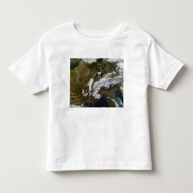 Camiseta Infantil Neve, nevoeiro e nuvens baixas na Europa Ocidental (Frente)