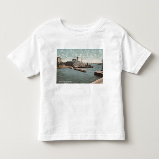 Camiseta Infantil New York, NY - aquário e Fireboat "novos (Frente)