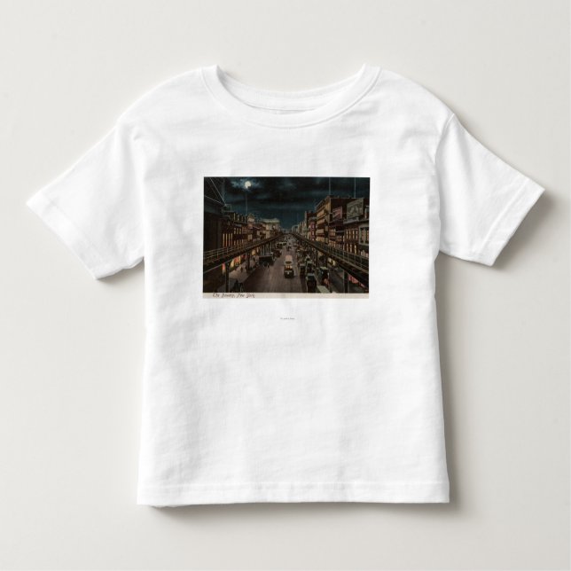 Camiseta Infantil New York, NY - o Bowery - cena da noite (Frente)