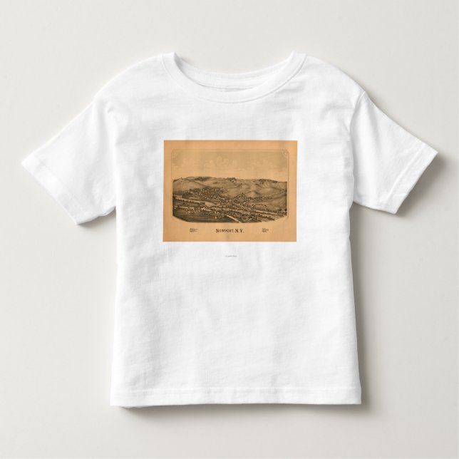 Camiseta Infantil Newport, YorkPanoramic novo MapNewport, NY (Frente)