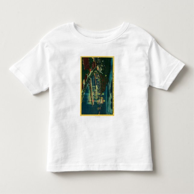 Camiseta Infantil Nighttime no papai noel Catalina na baía de Avalon (Frente)