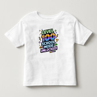 Camiseta Infantil Nível 100 Modo Escola Desbloqueado 100º Dia de Esc