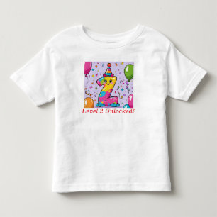 Camiseta Infantil Nível 2 Desbloqueado! Design de Aniversário de Gam