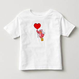 Camiseta Infantil Noiva Pássaro com Véu e Balão de Coração