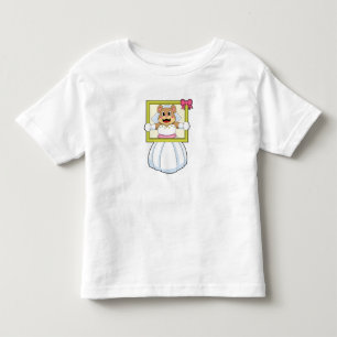 Camiseta Infantil Noiva Urso com vestido de noiva e moldura de image