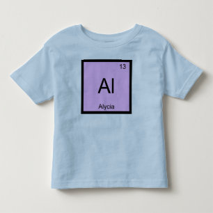 Camiseta Infantil Nome Alycia Elemento Químico Tabela Periódica