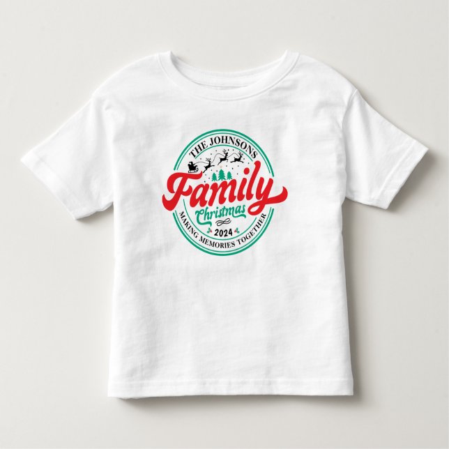 Camiseta Infantil Nome Correspondente do Grupo de Natal da Família P (Frente)