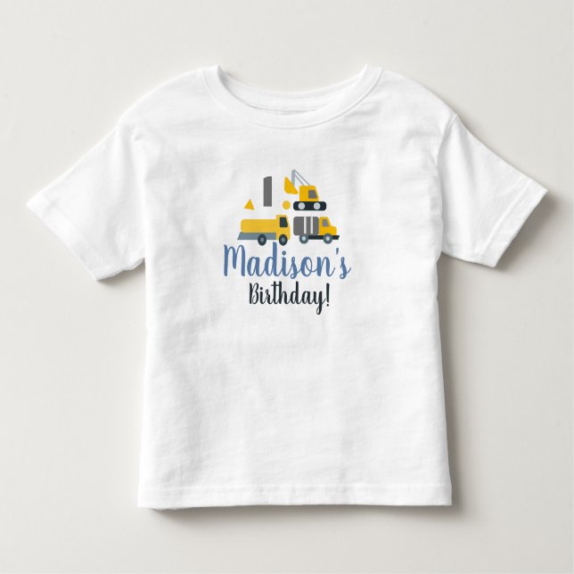 Camiseta Infantil Nome da Festa de Aniversário de Construção do Prim (Frente)