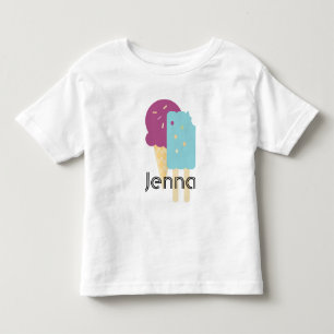 Camiseta Infantil Nome da Festa de Aniversário de Verão com Cone de