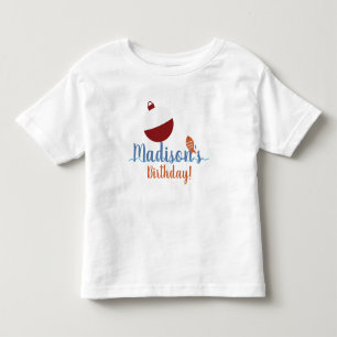 Camiseta Infantil Nome da Primeira Festa de Aniversário Pescaria com
