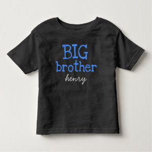 Camiseta Infantil Nome de adição personalizado Texto azul BIG Irmão