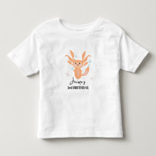 Camiseta Infantil Nome de aniversário de criatura do oceano Axolote