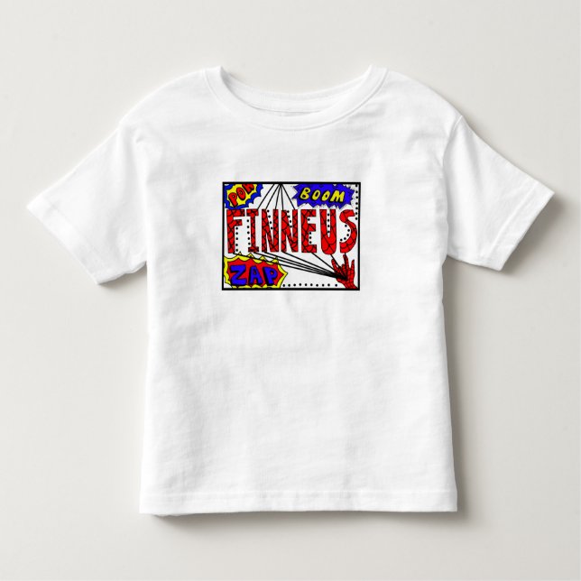Camiseta Infantil Nome de menino Finneus Super Poderes Teia de Aranh (Frente)