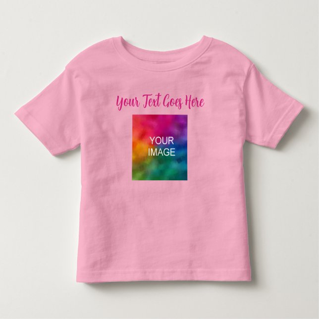 Camiseta Infantil Nome de Texto do Script Rosa Carregar Sua Própria  (Frente)