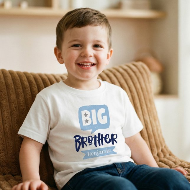 Camiseta Infantil Nome do Anúncio do Big Brother Baby e Monograma To (Big Brother Baby Announcement Name & Monogram Todd Toddler T-shirt)