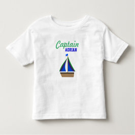 Camiseta Infantil Nome do Capitão Boy Sailboat