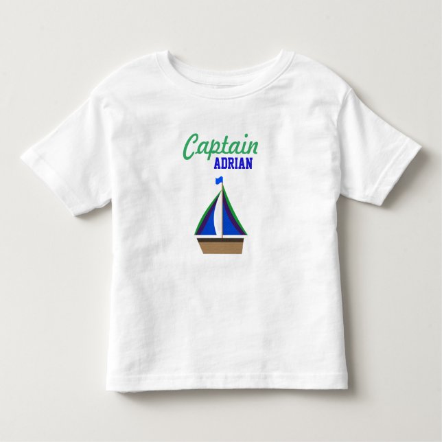 Camiseta Infantil Nome do Capitão Boy Sailboat (Frente)