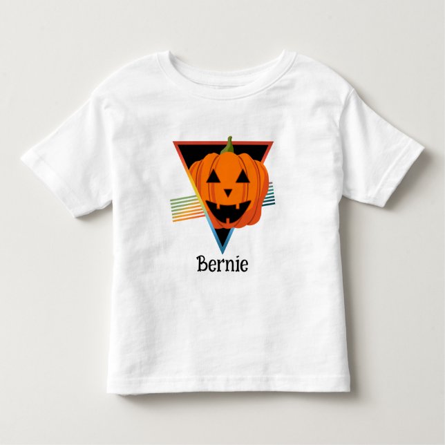 Camiseta Infantil Nome do Dia das Bruxas da Pumpkin Bonito Jack O La (Frente)