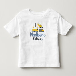 Camiseta Infantil Nome do Veículo da Festa de Aniversário de Constru