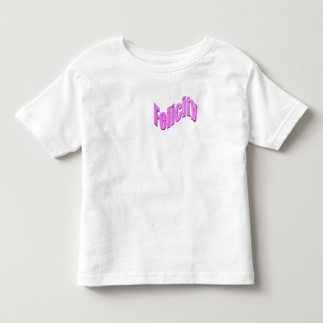 Camiseta Infantil Nome Felicity em Rosa, (Frente)