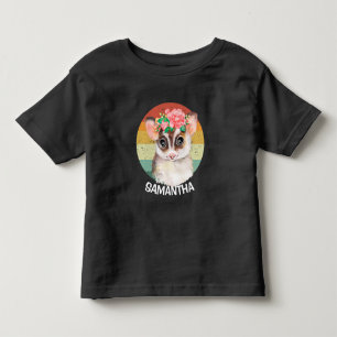 Camiseta Infantil Nome Flor Possum Pôr do Sol Azul Branco 