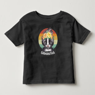 Camiseta Infantil Nome Flor Skunk Pôr do Sol Azul Branco