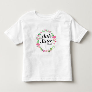Camiseta Infantil Nome floral da grinalda da irmã mais velha