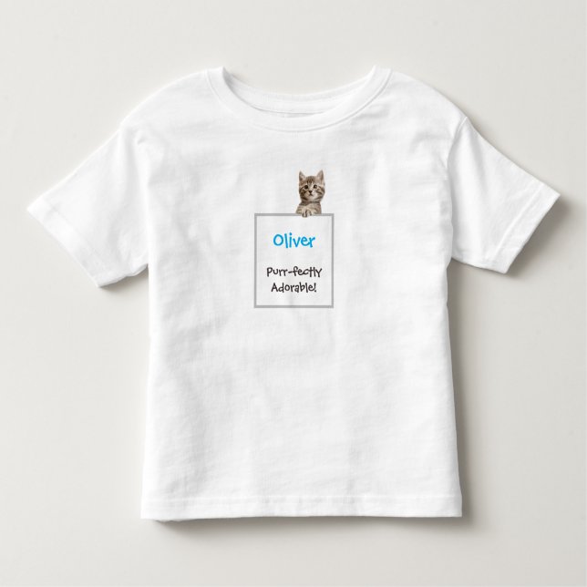 Camiseta Infantil Nome Personalizado Adorável do Gatinho de Gato de  (Frente)