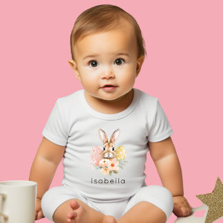 Camiseta Infantil Nome Personalizado Coelhinha Coelhinha Aquarela