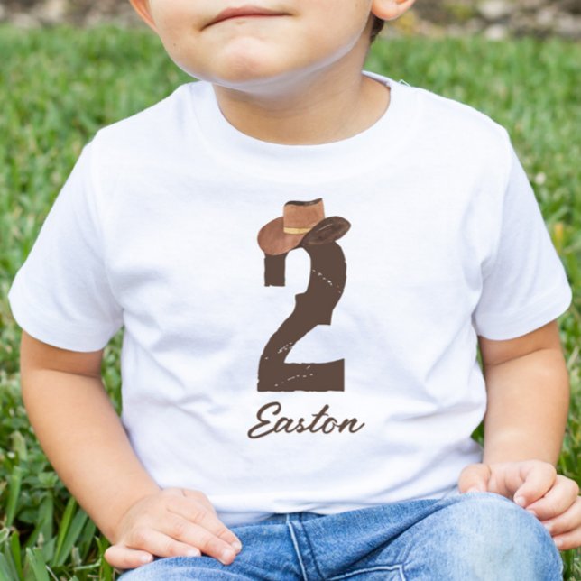 Camiseta Infantil Nome personalizado Cowboy Hat 2 Dois segundo Segun (Criador carregado)