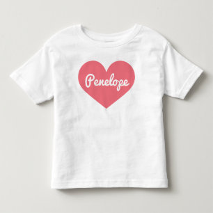 Camiseta Infantil Nome personalizado de coração cor-de-rosa encantad