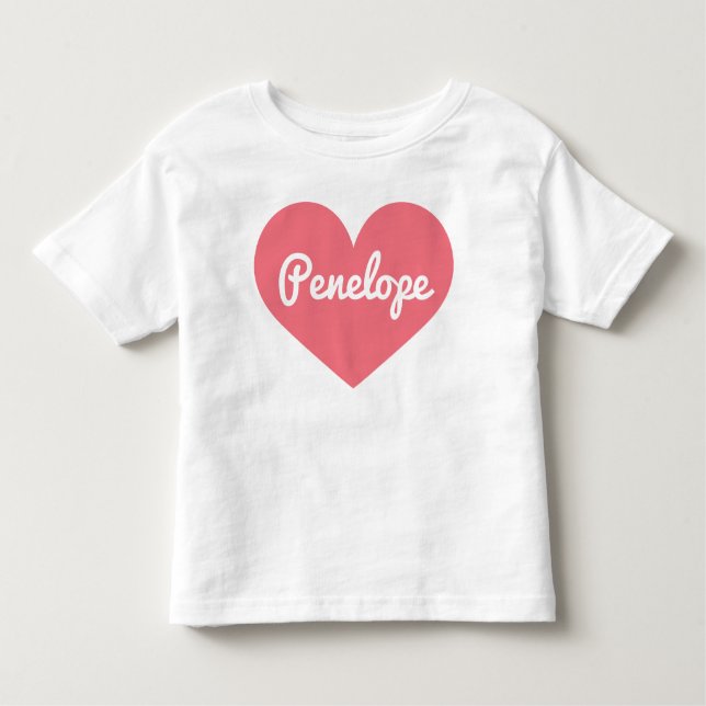 Camiseta Infantil Nome personalizado de coração cor-de-rosa encantad (Frente)