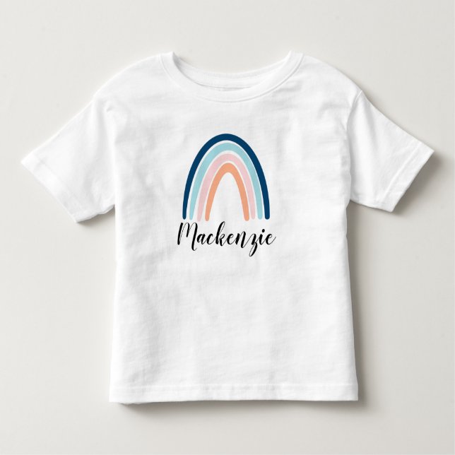 Camiseta Infantil Nome personalizado do arco-íris moderno (Frente)