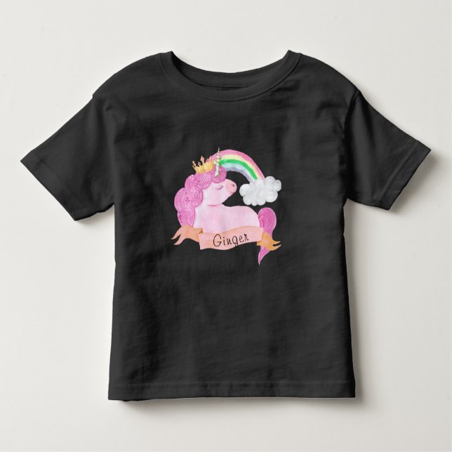 Camiseta Infantil Nome Personalizado do 🌈 Rainbow Unicorn    (Frente)