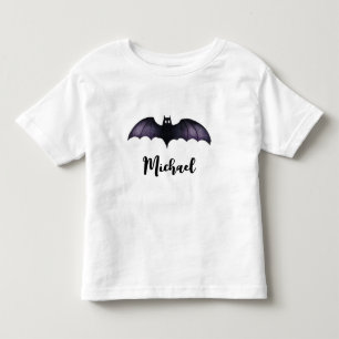 Camiseta Infantil Nome Personalizado Fofo Negro Bat Negro Bat Hallow