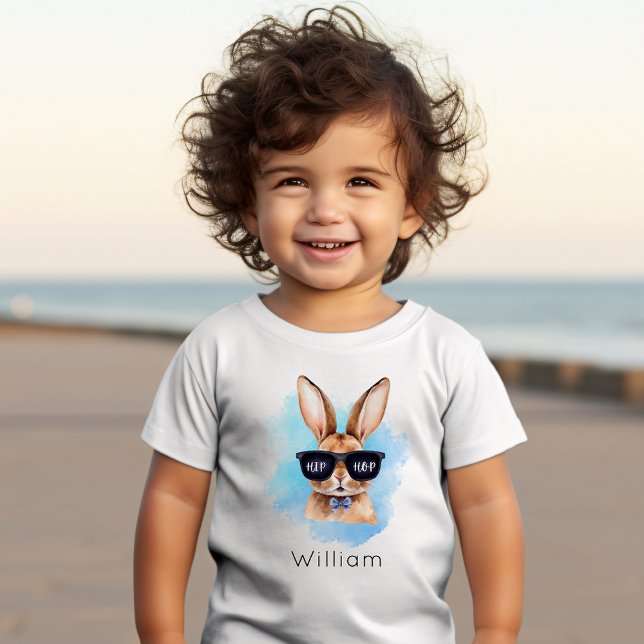 Camiseta Infantil Nome Personalizado Hip Hop do Bunny Boy da Páscoa (Criador carregado)