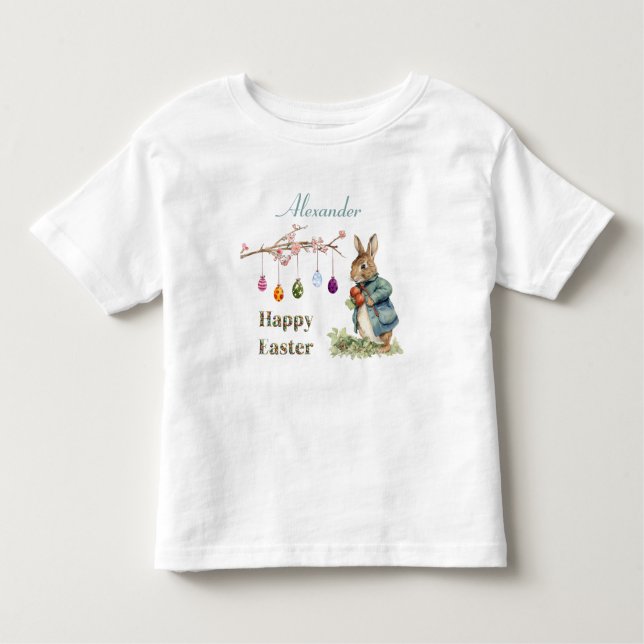 Camiseta Infantil Nome personalizado Peter os Ovos de Páscoa do Coel (Frente)
