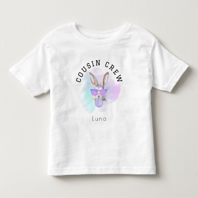 Camiseta Infantil Nome Personalizado Toddler Girl Cousin Crew Famíli (Frente)