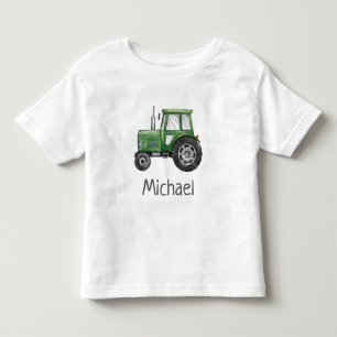 Camiseta Infantil Nome Personalizado Trator Verde Fazenda Aquarela  