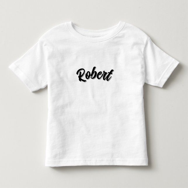 Camiseta Infantil Nome Robert Preto Com Sombra Projetada, (Frente)