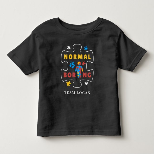 Camiseta Infantil Normal é Equipe de Campanha de Consciência do Auti (Frente)