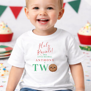 Camiseta Infantil Nossa pequena almôndega faz dois Aniversário de do