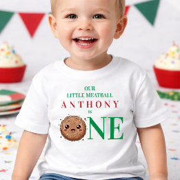 Camiseta Infantil Nosso Pequeno Almôndega Faz Um Aniversário de 1 An