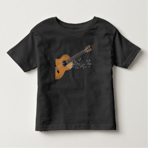 Camiseta Infantil Notas Musicais do Violão Acústico Vintage