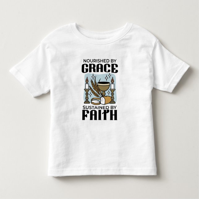 Camiseta Infantil Nourished by Grace, Sustained by Faith Design (Frente)