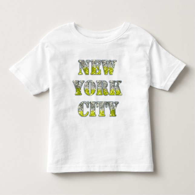 Camiseta Infantil Nova Iorque Silver Dourados Brilhos (Frente)