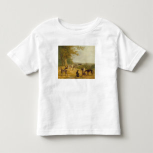 Camiseta Infantil Nove galgos em uma paisagem (óleo em canvas)